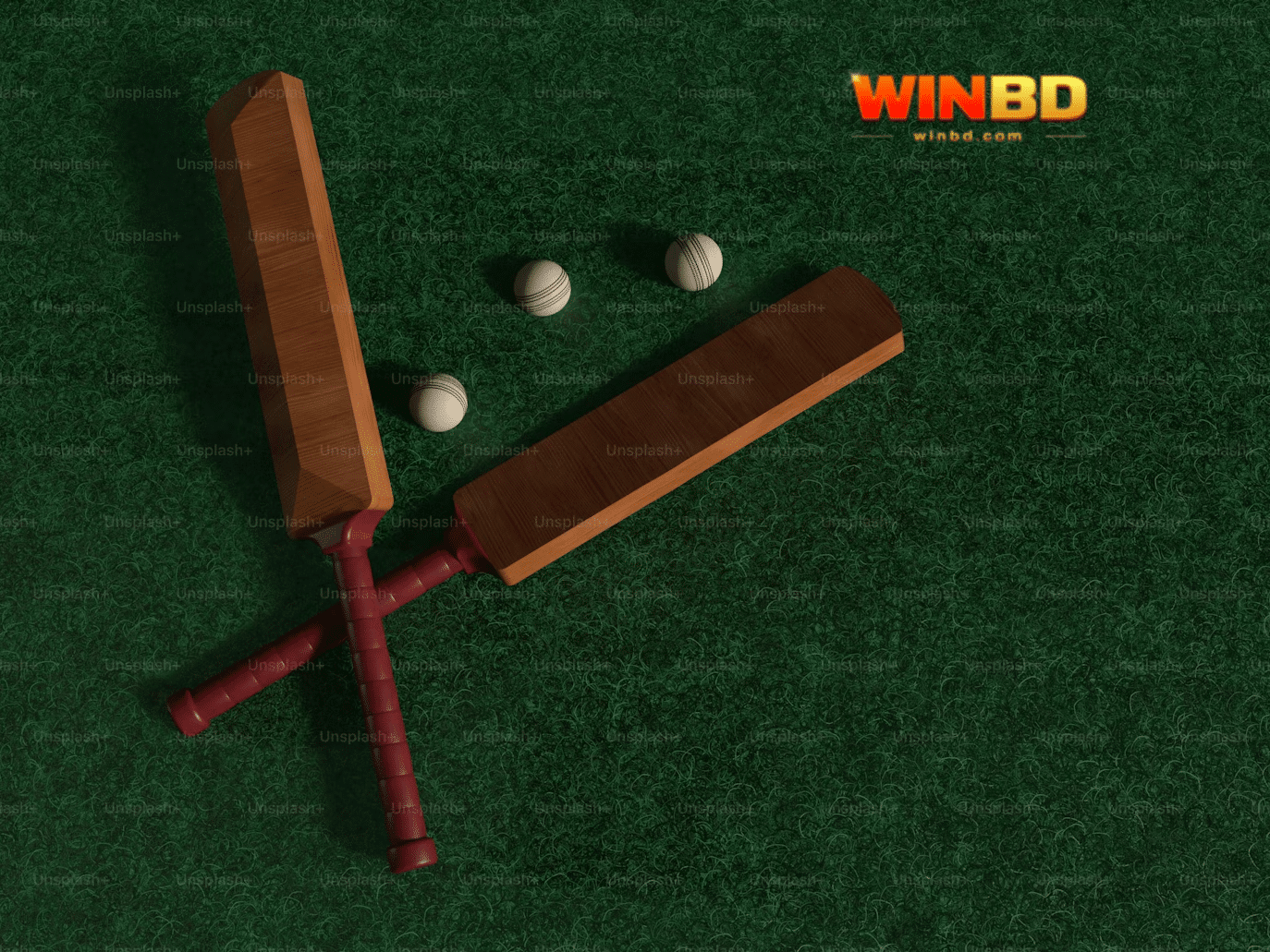 a cricket bat and balls on grass